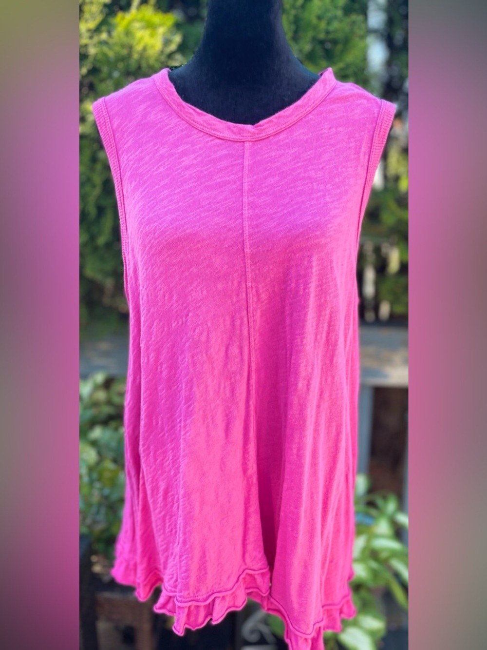 left of center (Anthropologie) Fuchsia Lightweight Tank Tunic Top Large